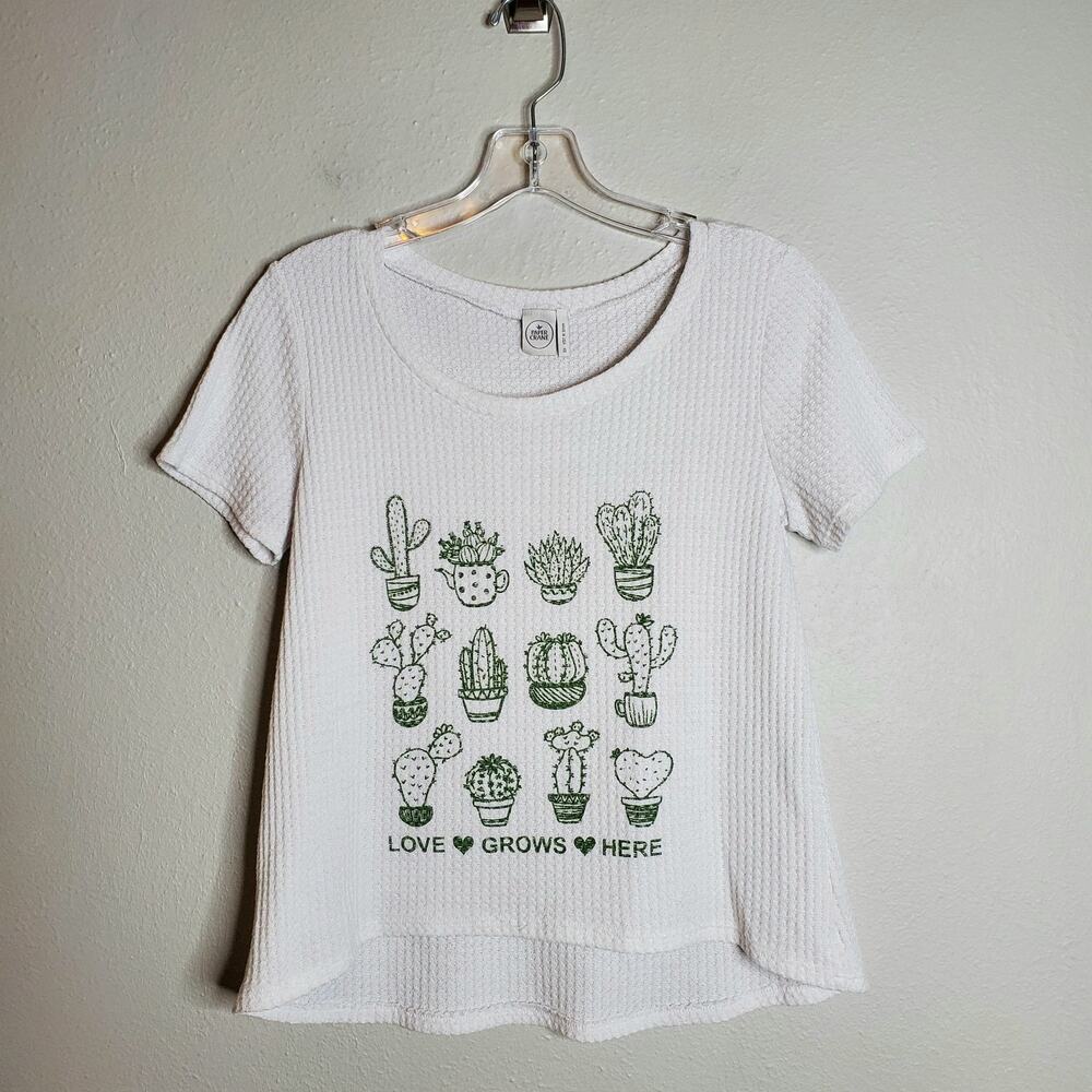 Paper Crane Waffle Knit Cactus Short Sleeve Graphic T-Shirt XS Gardener Plants